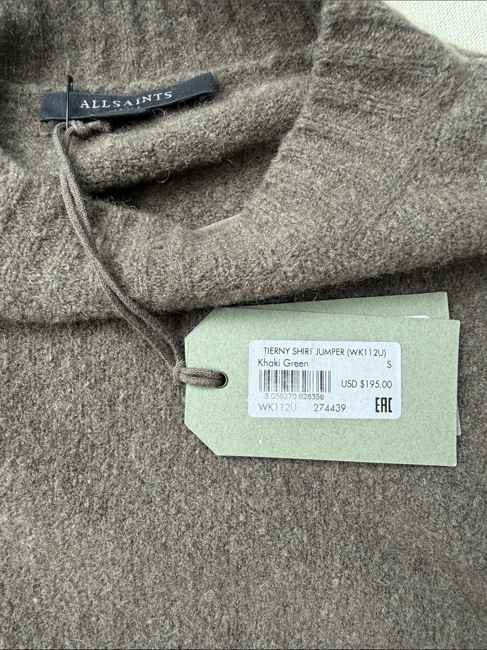 NWT All Saints Dark Green Tierny Shirt Jumper - Picture 13 of 13
